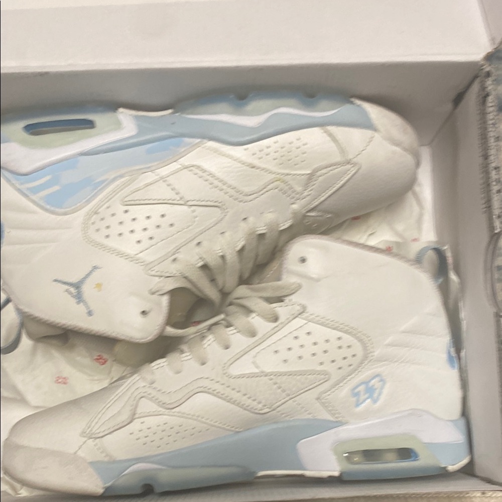 Kids White and Blue Sneakers